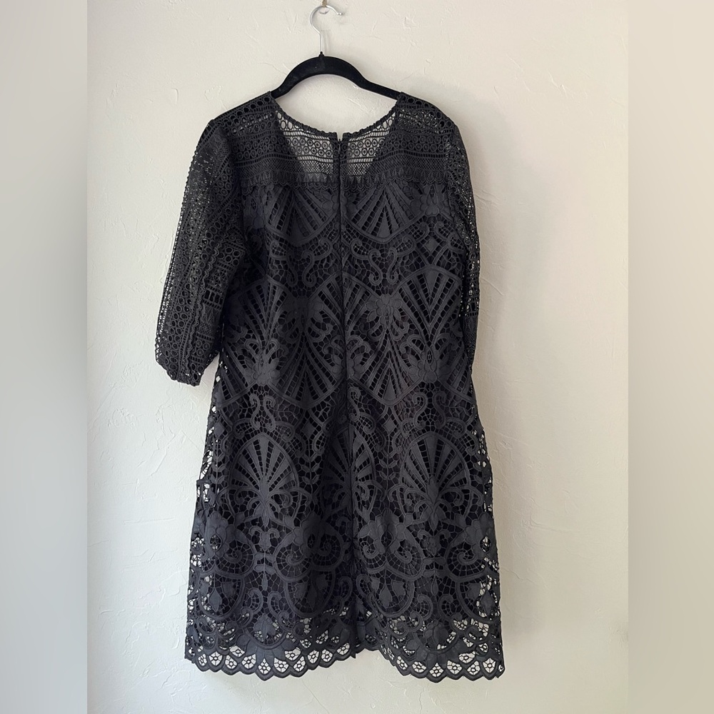 SUNDANCE CHARLESTON LACE DRESS IN BLACK 12P 12 petite - Picture 4 of 5